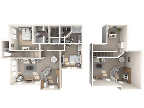 Floor plan for 2 beds, 2 baths, 1475 sqft